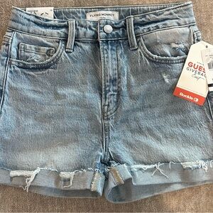 Flying Monkey Light Blue Distressed Kids Shorts